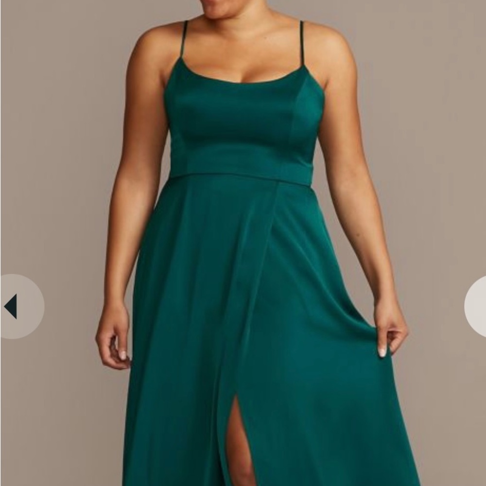 Crepe-back satin spaghetti strap bridesmaid dress